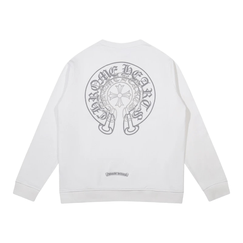 Chrome Hearts White Hoodie - Cross & Horseshoe Back Streetwear