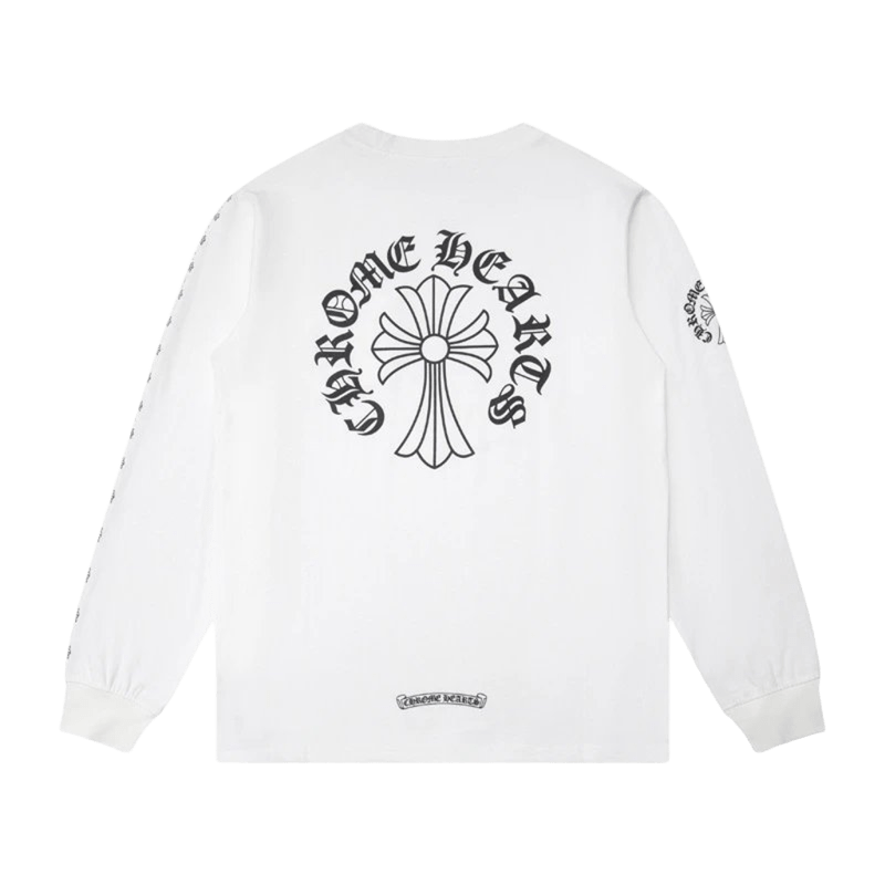 Chrome Hearts White Long Sleeve Tee Unisex Cotton Streetwear