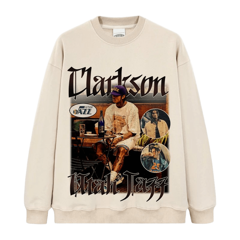 Clarkson Utah Jazz Beige Fleece Crewneck Sweatshirt - Unisex Street Style