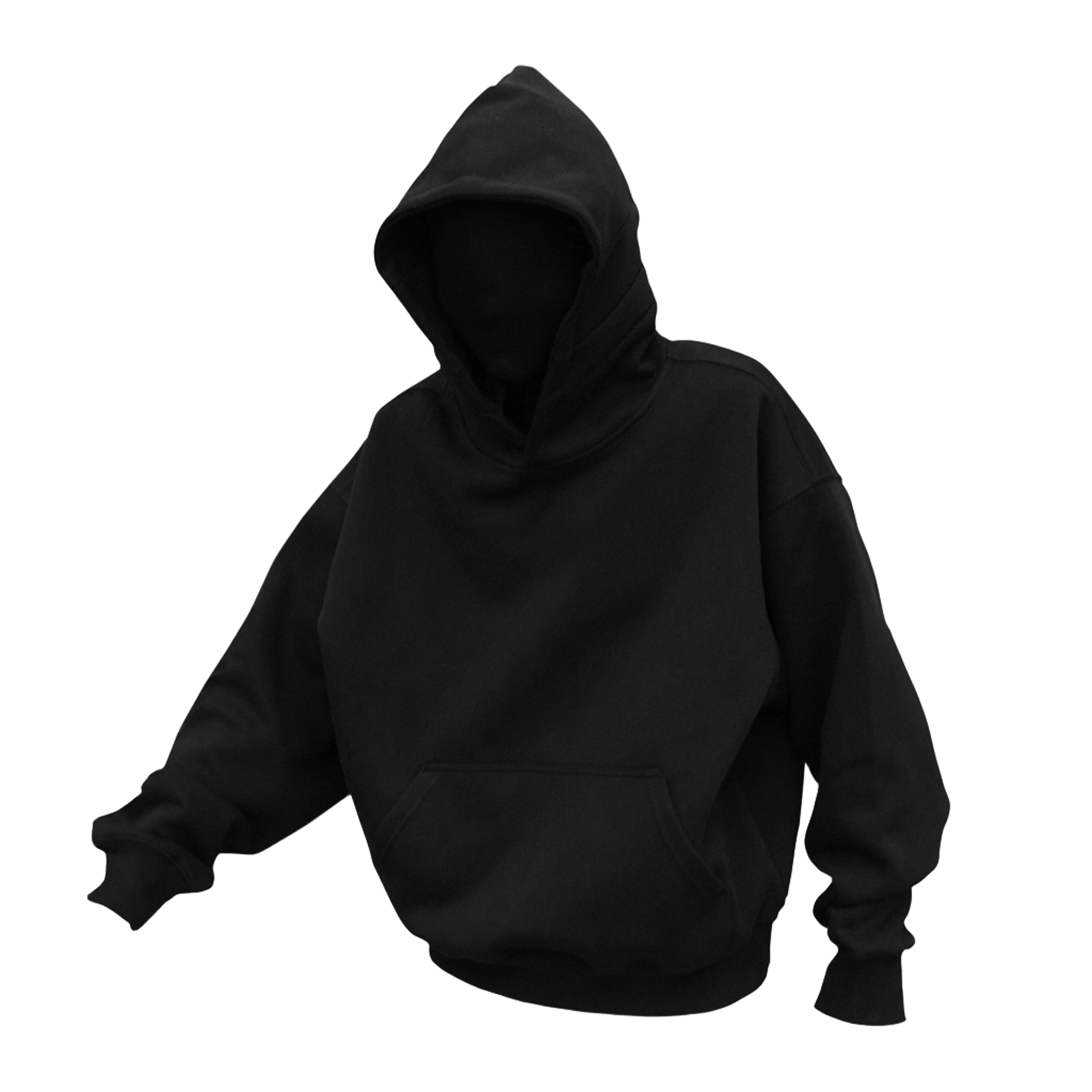Classic Black Hoodie - Unisex Cotton Streetwear with Pocket