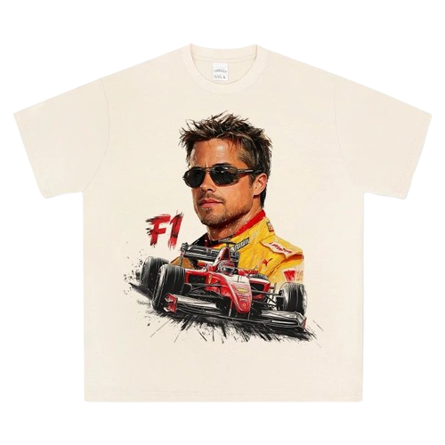 Cotton F1 Print Tee - Breathable Unisex Streetwear Top