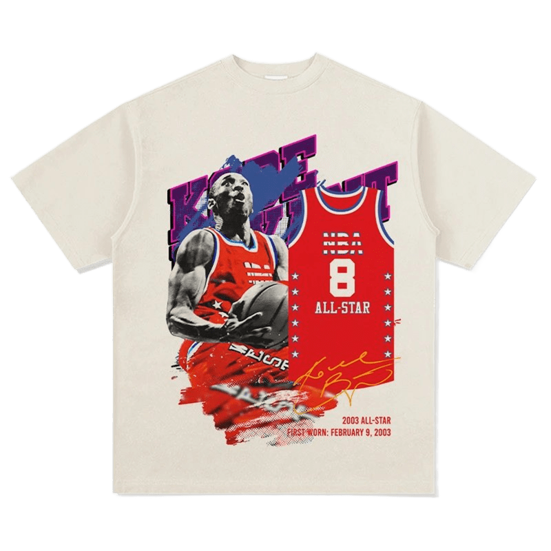 Cream NBA All-Star T-Shirt, Kobe 2003 Print, #8 Jersey, Unisex Streetwear