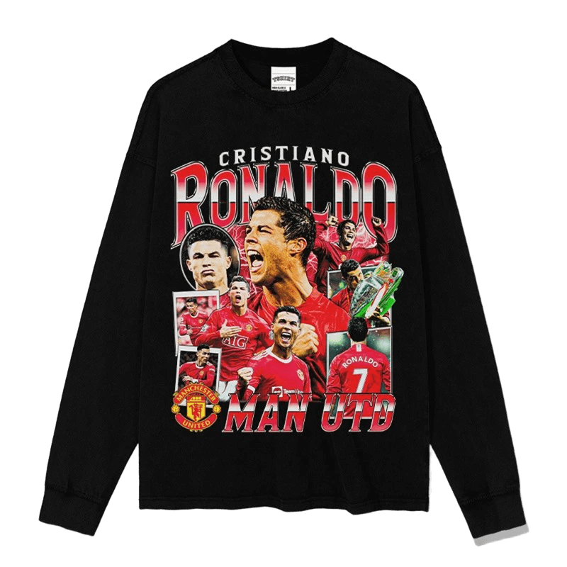 Cristiano Ronaldo Man Utd Retro Long Sleeve Vintage Tee