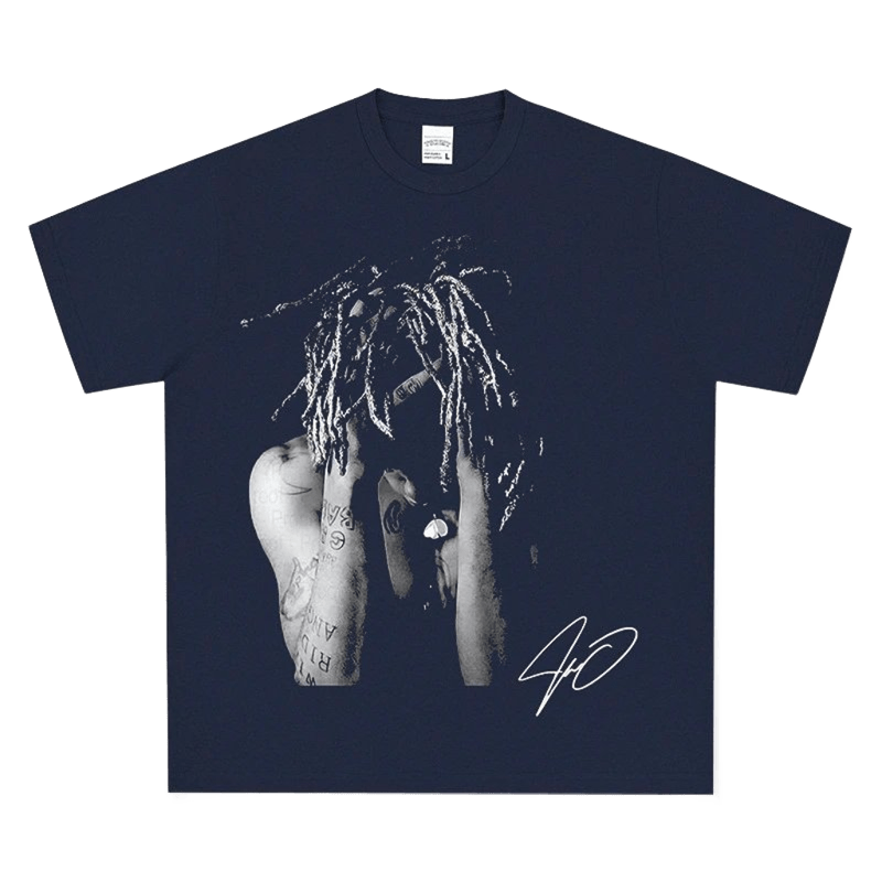 Deep Blue Portrait Print Tee - Unisex Cotton Streetwear