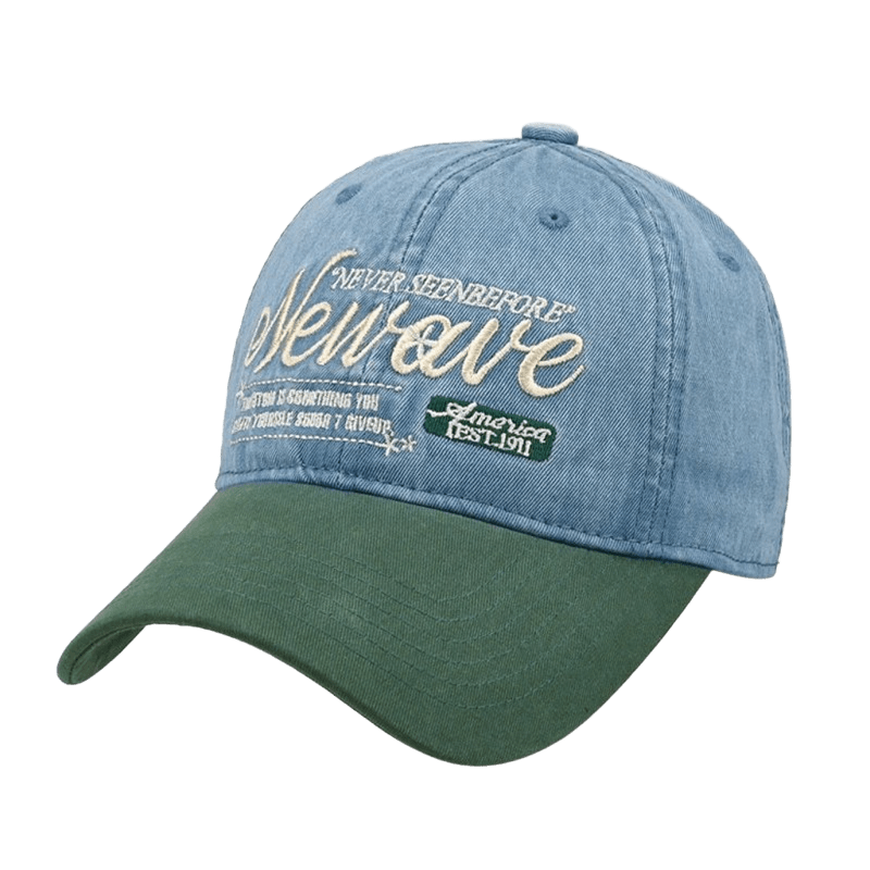 Denim Olive Green Baseball Cap | Embroidered Street Style Unisex