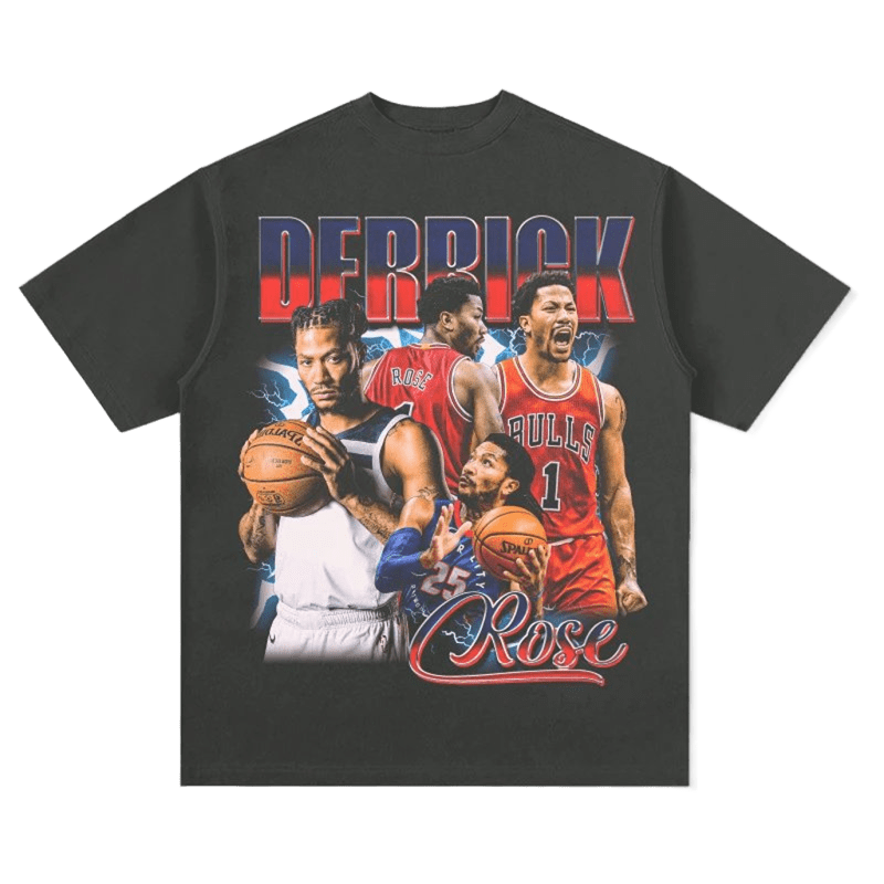 Derrick Rose T-Shirt, Cotton Tee, Gradient Print, Street Style