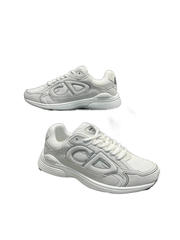 Dior B30 White Sneakers With CD Logo And Mesh Leather Design