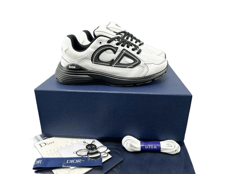 Dior CD Logo White Black Leather Sneakers Unisex