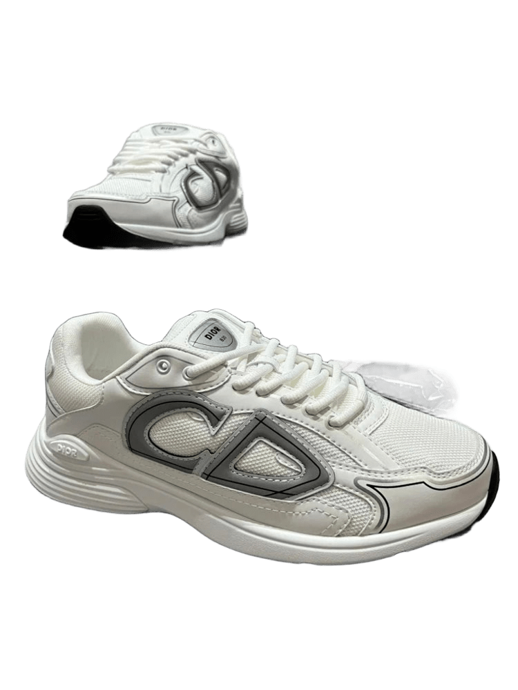 Dior D-Connect White Grey Mesh Leather Sneakers