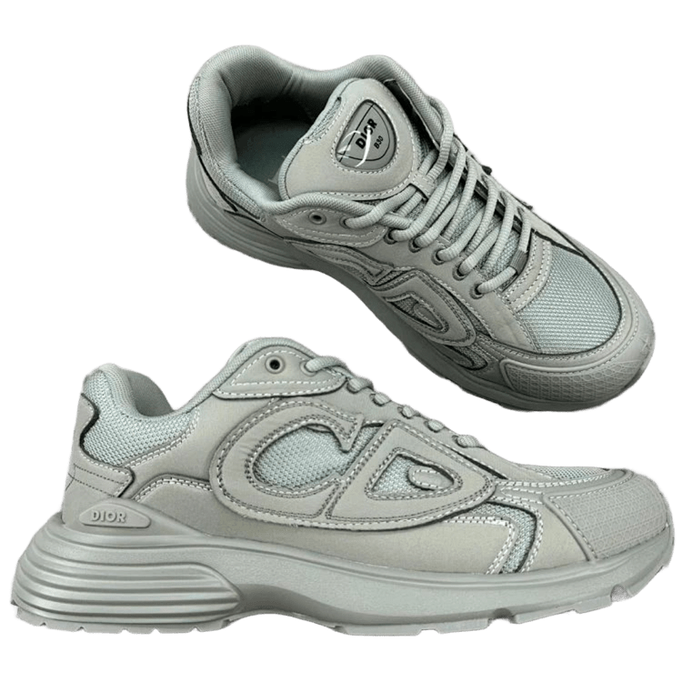 Dior Grey Retro Sneakers With C-Logo And Mesh Leather