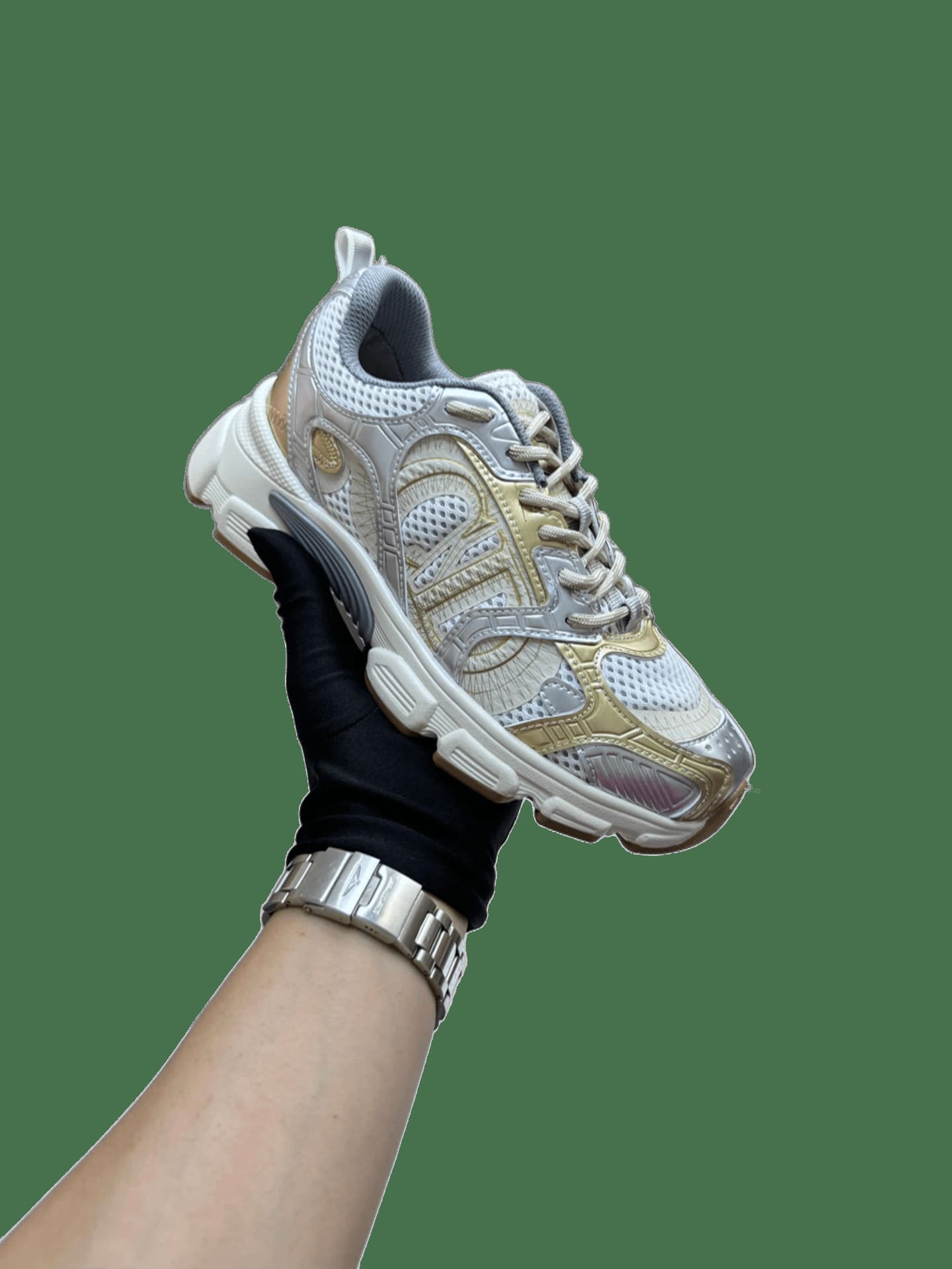 Dior Retro Sneakers Silver Gold Mesh Leather Platform