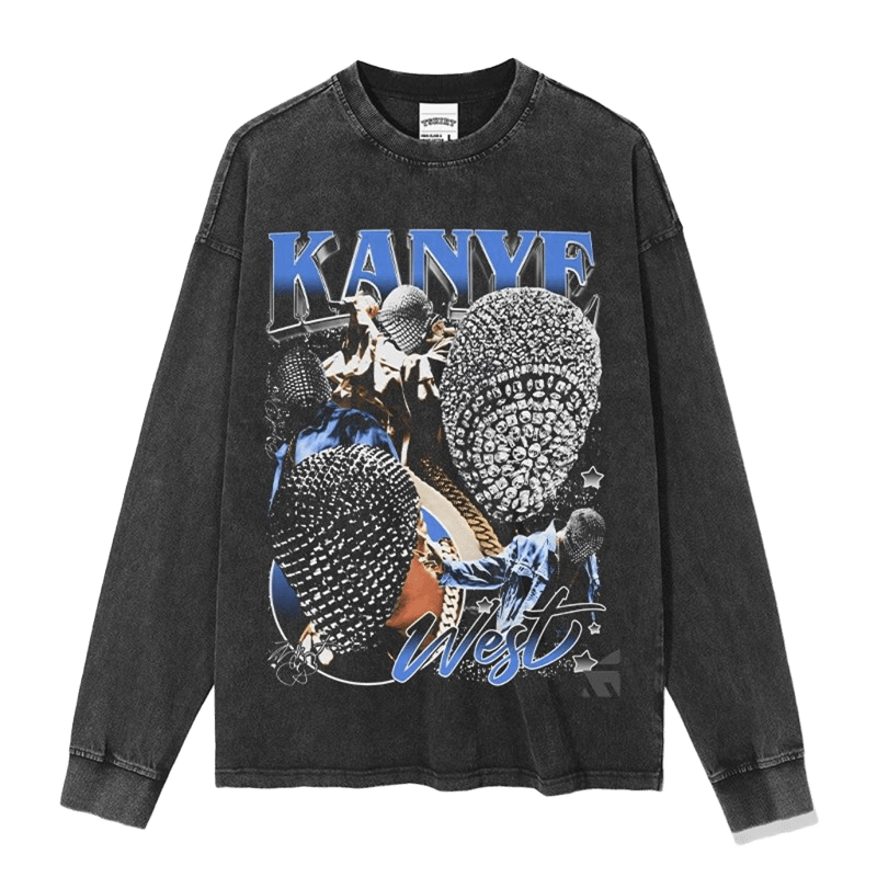 Distressed Black Hoodie Unisex Cotton Streetwear w/ Mic Graphic