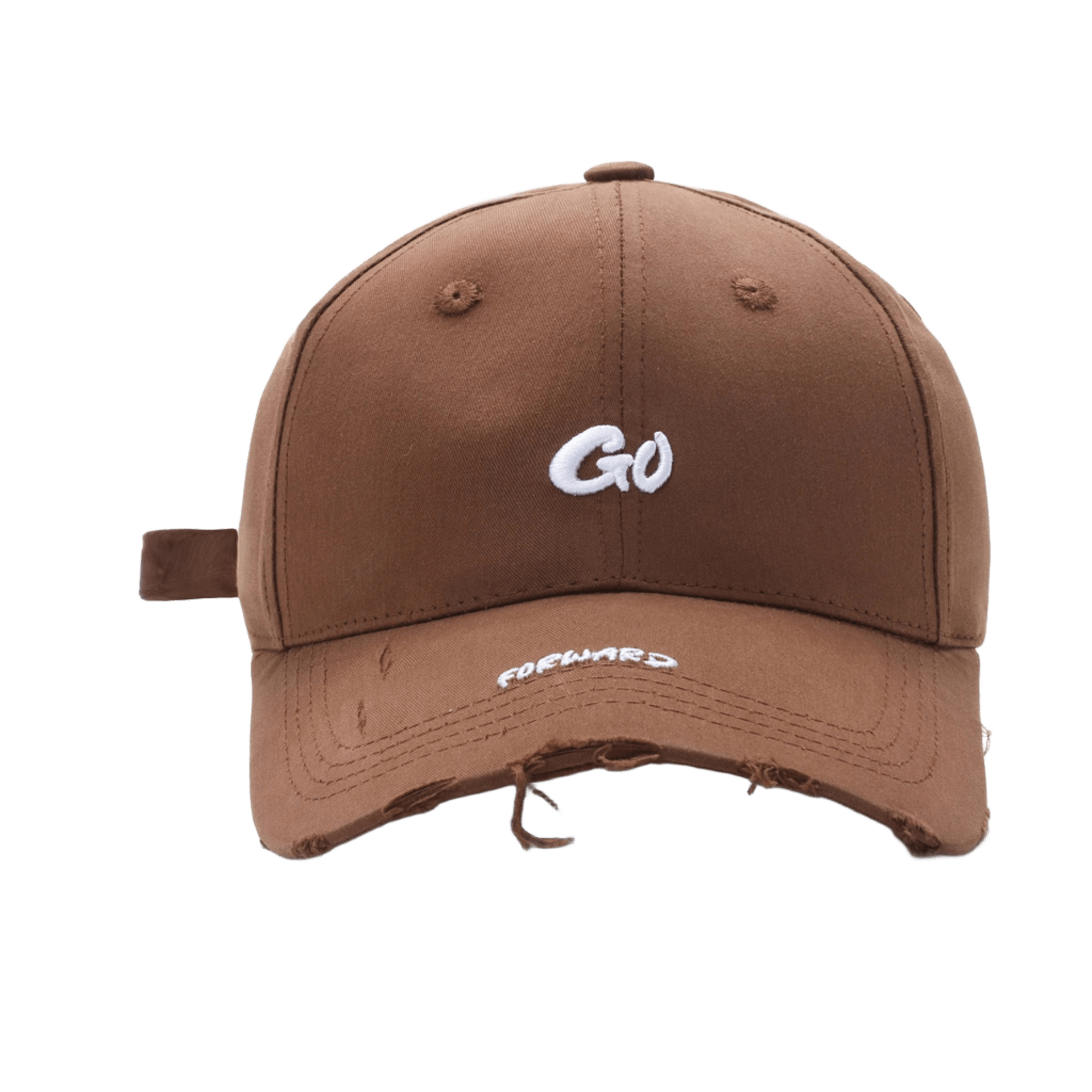 Distressed Brown Baseball Cap | Breathable Cotton | Go Embroidery