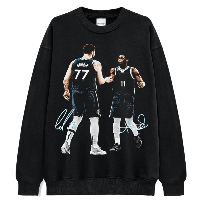 Doncic 77 & 11 Handshake Print Cotton Streetwear Sweatshirt Unisex