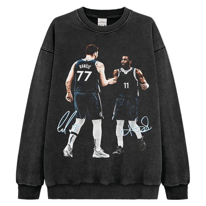 DONCIC Retro Hoodie, Vintage Black Cotton Streetwear