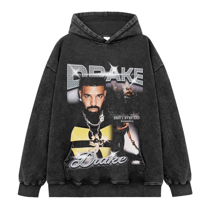 Drake Crystal Graphic Hoodie - Vintage Washed Black