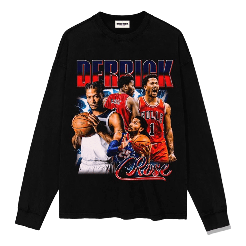 D.Rose Red-Blue Gradient Basketball Tee - Unisex Streetwear