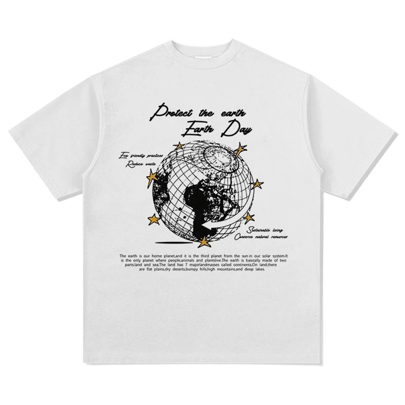 Eco White Tee: Earth Day Design, Soft & Breathable Cotton