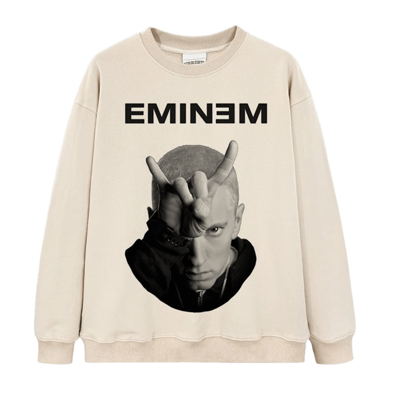 EMINEM Crewneck Sweatshirt Unisex Streetwear Loose Fit Cotton