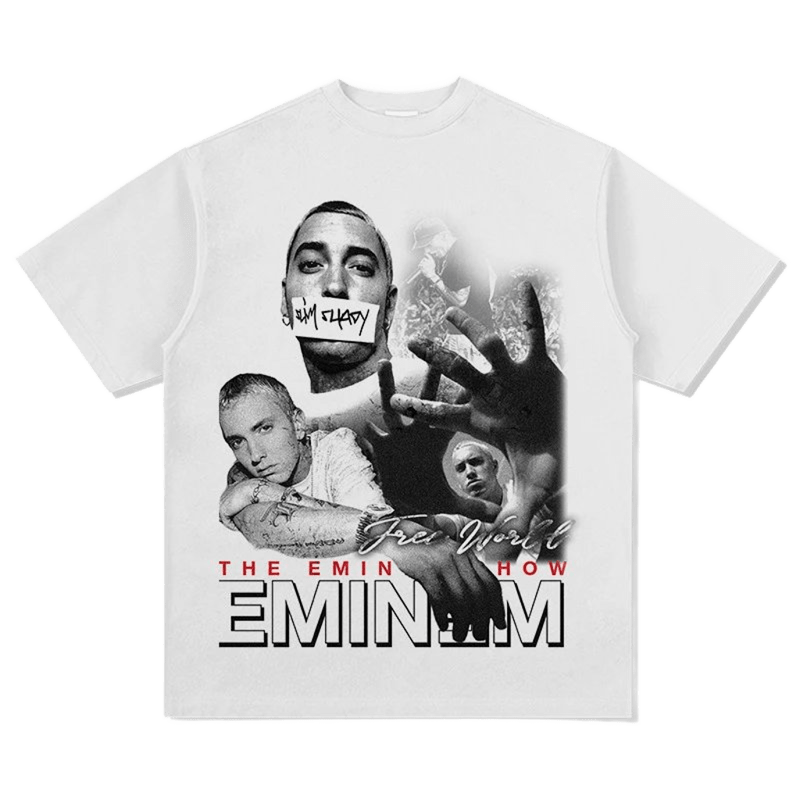 Eminem Graphic Tee - Slim Shady Portrait Cotton T-Shirt