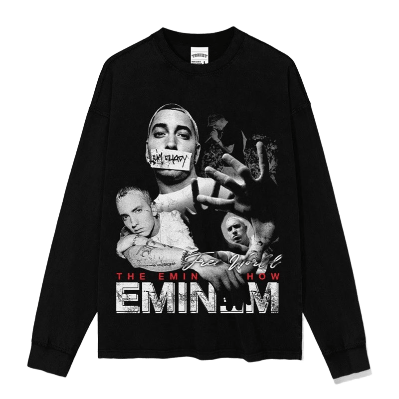 Eminem Oversize Tee, Hip-Hop Long Sleeve Cotton Shirt Unisex
