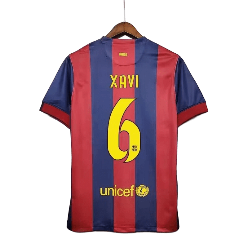 FC Barcelona Xavi Hernandez Red Blue Soccer Jersey