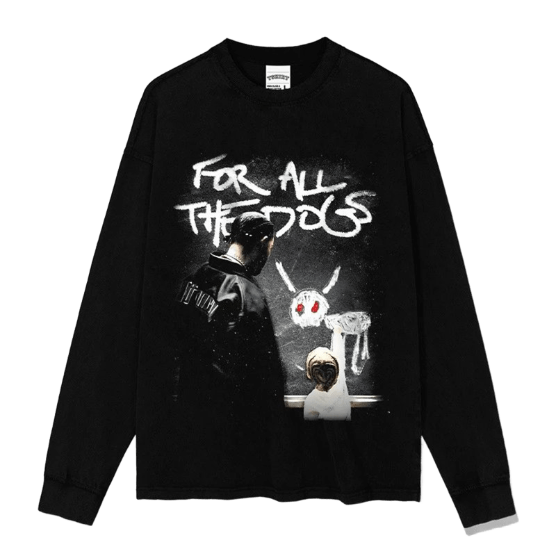 FOR ALL THE DOGS Tee | Unisex Black Cotton Long Sleeve Shirt
