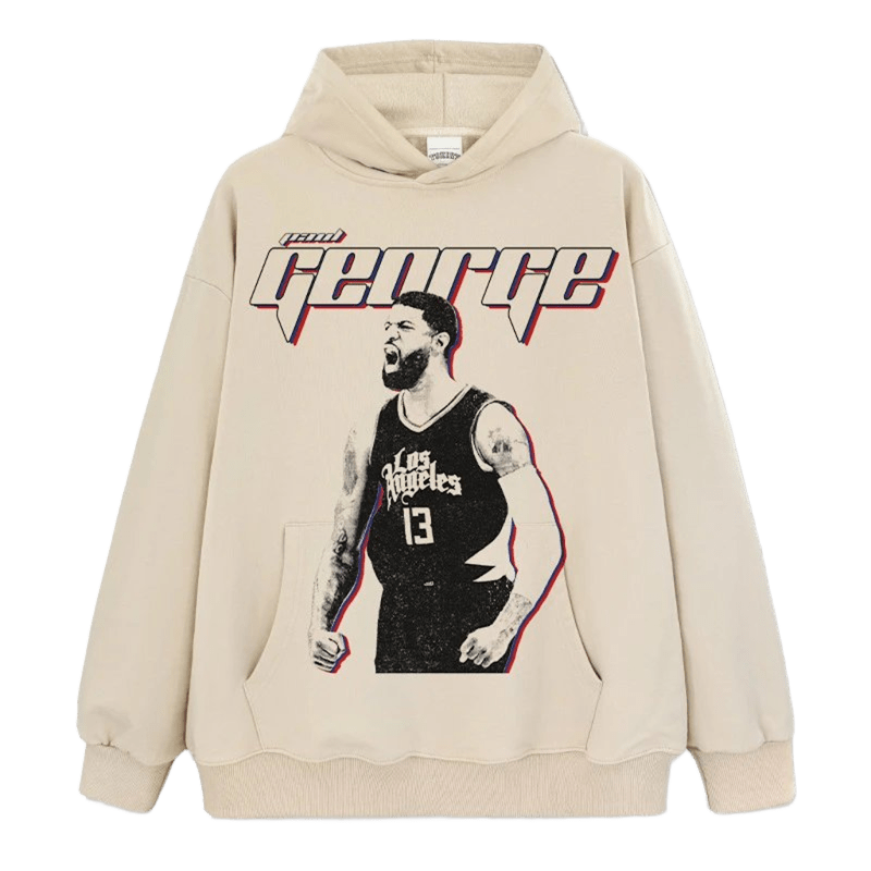 George #13 Print Basketball Hoodie Unisex Cotton Pullover Streetwear