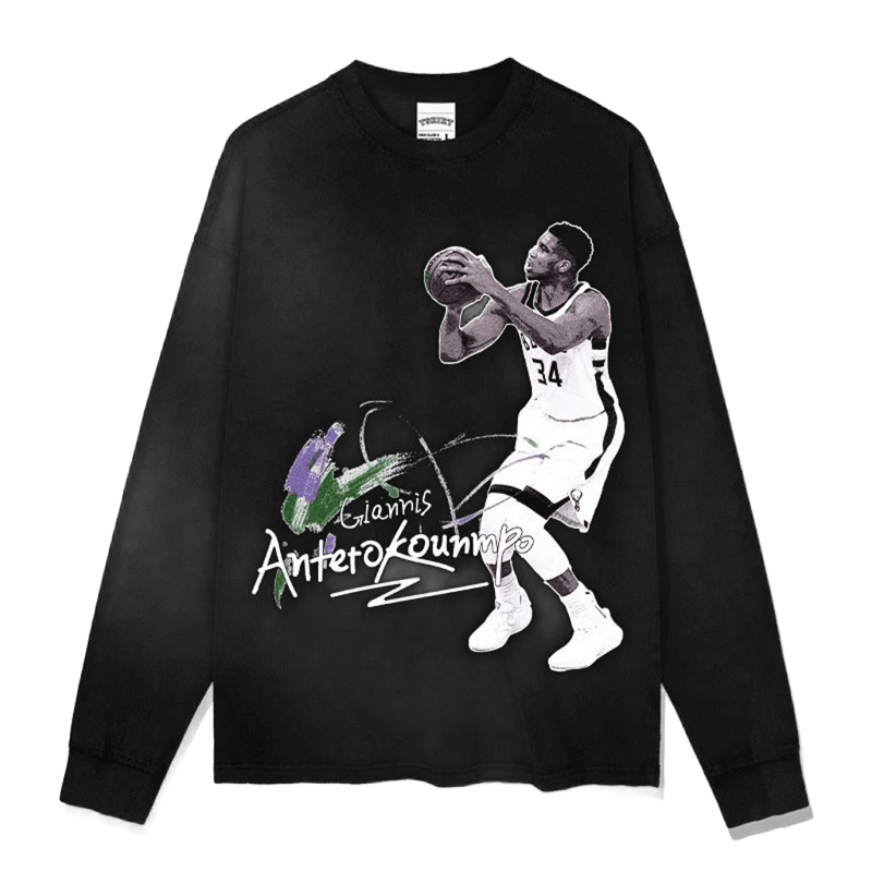 Giannis Antetokounmpo Signature Black Long Sleeve T-Shirt