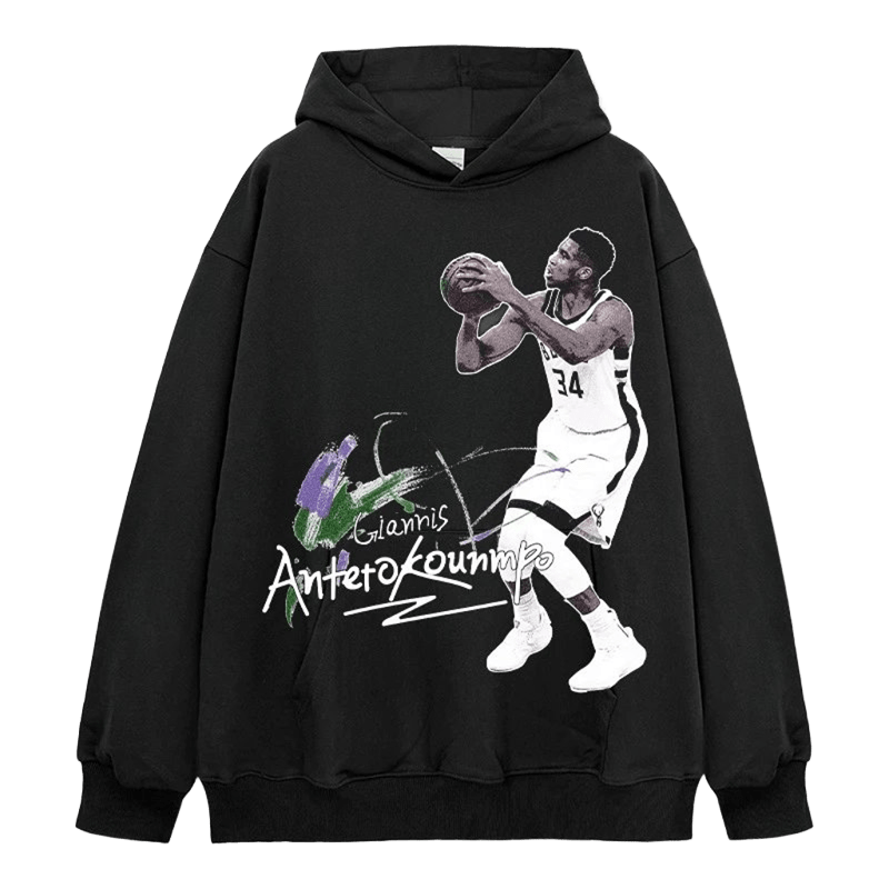 Giannis Hoodie: Cotton Unisex Streetwear with Basketball Print
