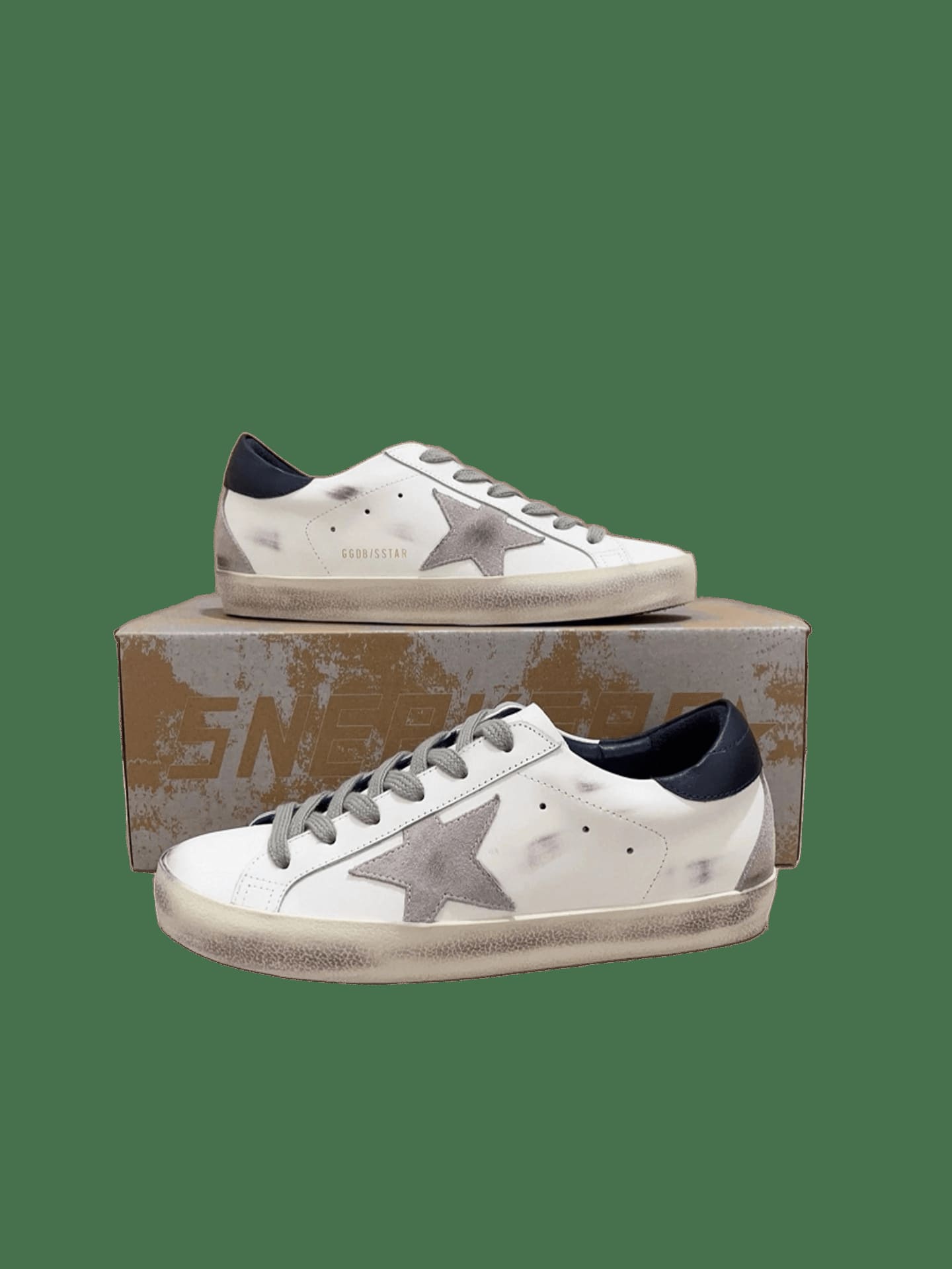 Golden Goose Superstar Distressed White Grey Leather Sneakers