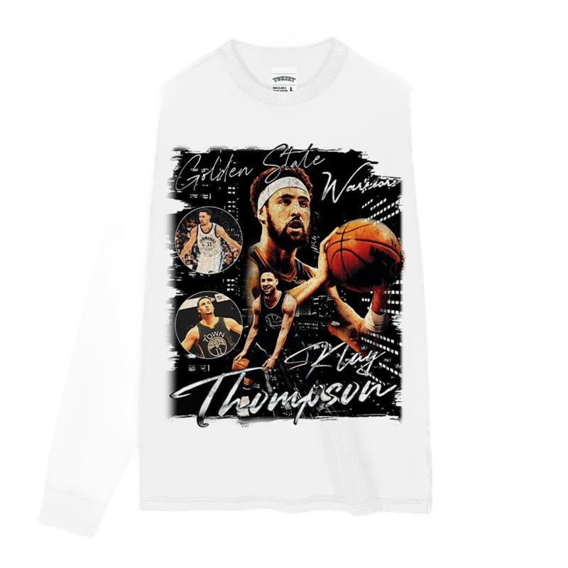 Golden State Warriors Klay Thompson White Long Sleeve T-Shirt