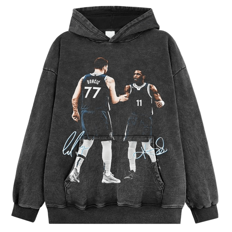 Gray Washed Hoodie Unisex Streetwear with Player Print