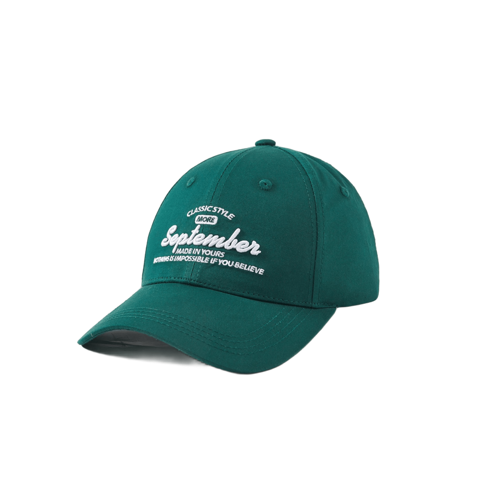 Green Embroidered Cotton Baseball Cap - Unisex Sun Hat