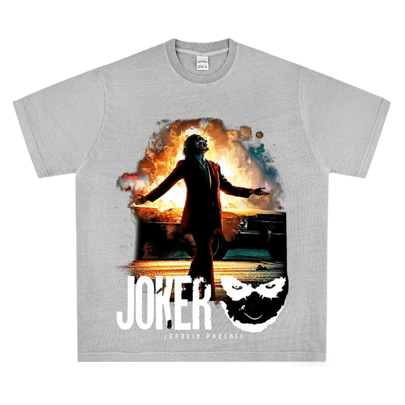 Grey Cotton Joker T-Shirt - Unisex Streetwear Tee