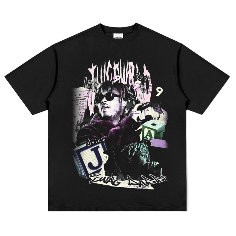 Hip-Hop Unisex Cotton Tee Retro Collage Graphic THUGGER SWAG DADDY