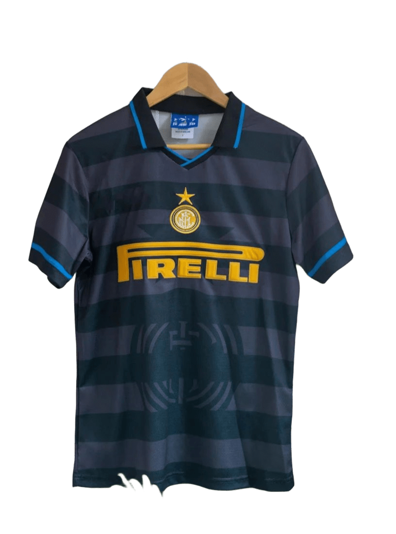 Inter Milan Quick-Dry V-Neck Sports T-Shirt Black Grey