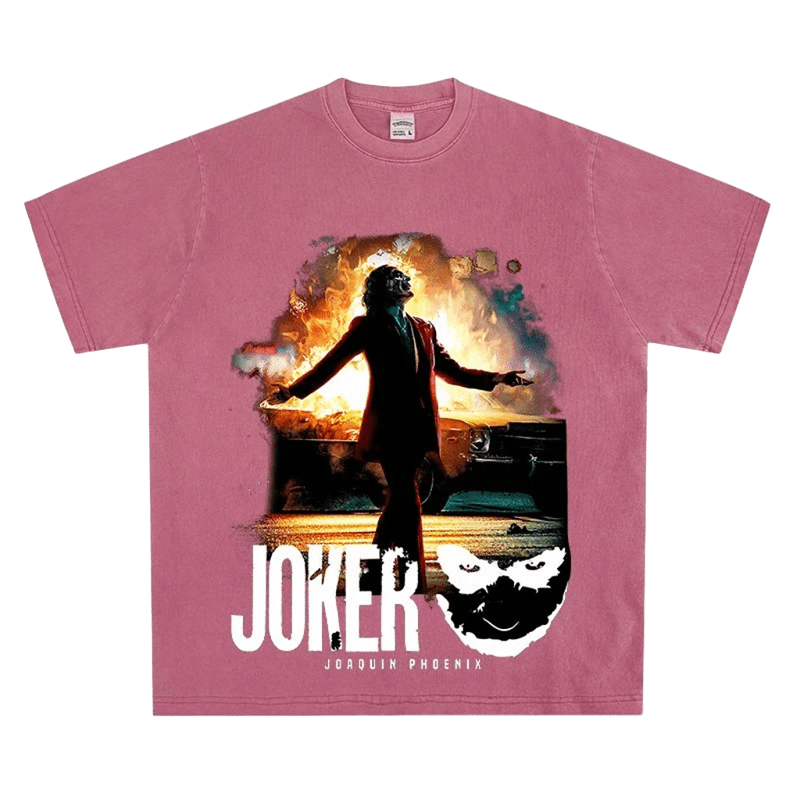 JOKER Flame Cotton Tee: Pink, Soft, Unisex Streetwear