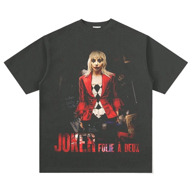 JOKER FOLIE A DEUX Print Black Loose T-Shirt, Unisex Streetwear