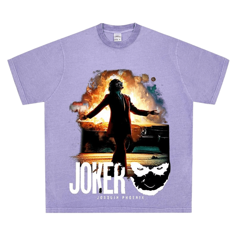 Joker Movie T-Shirt: Purple Cotton Tee with Mask Design