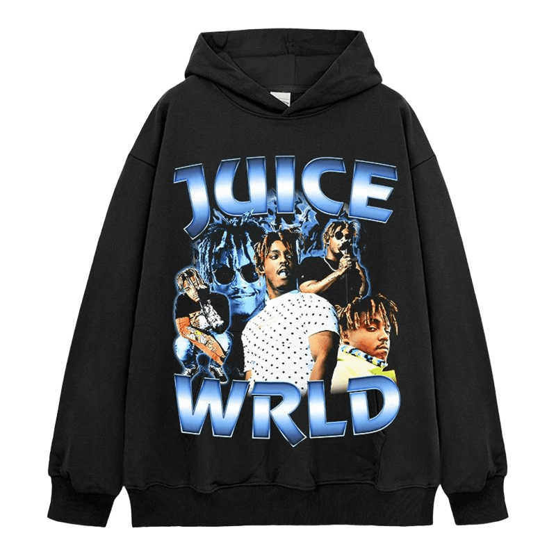 JUICE WRLD 3D Blue Hooded Cotton Sweatshirt, Streetwear