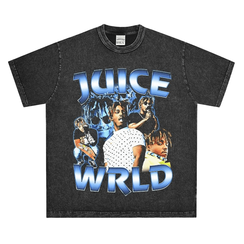 JUICE WRLD Cotton Tee: Hip-Hop Unisex Black T-Shirt