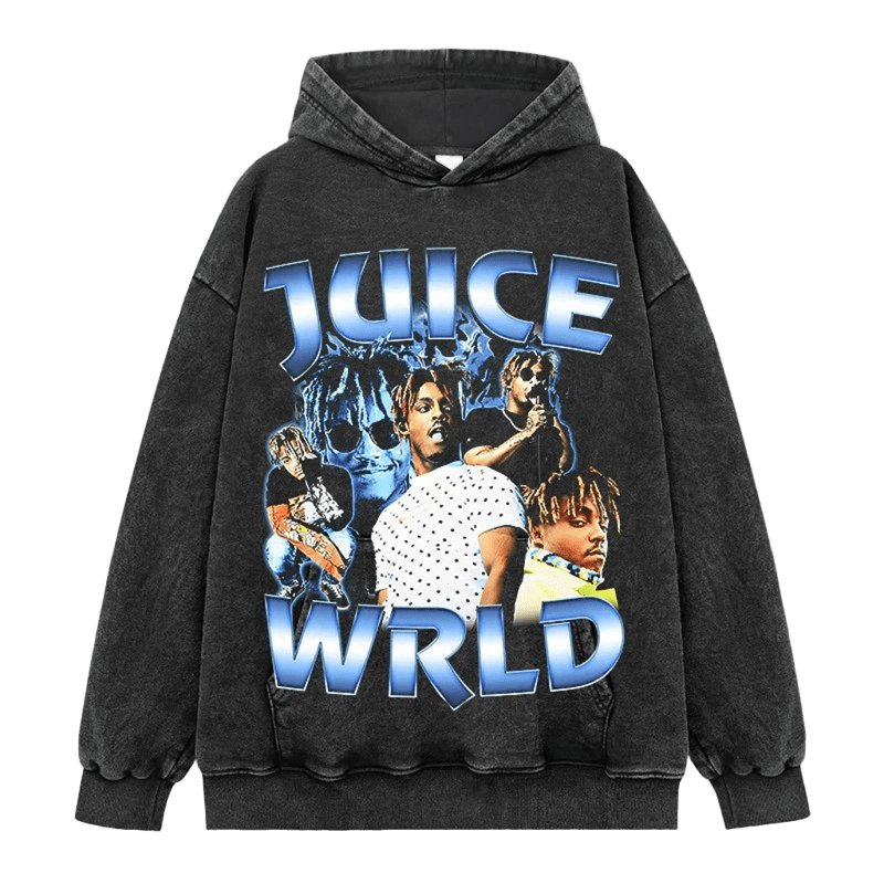 JUICE WRLD Hoodie Black Cotton Unisex Streetwear Loose Fit