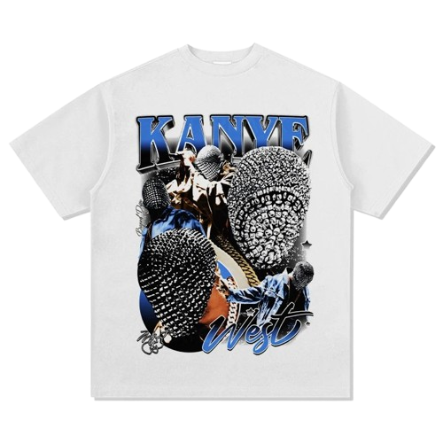 Kanye West Tee: Cotton Streetwear Shirt with Jeweled Mask