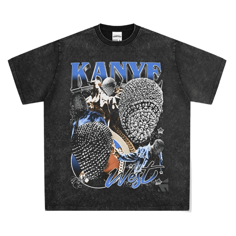 Kanye West Vintage Washed Black Cotton Tee: Soft & Breathable