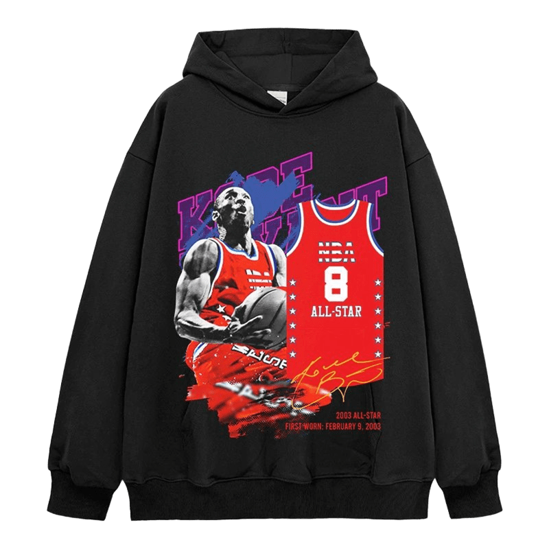 Kobe 2003 All-Star Hoodie: Black Cotton Jersey Street Style