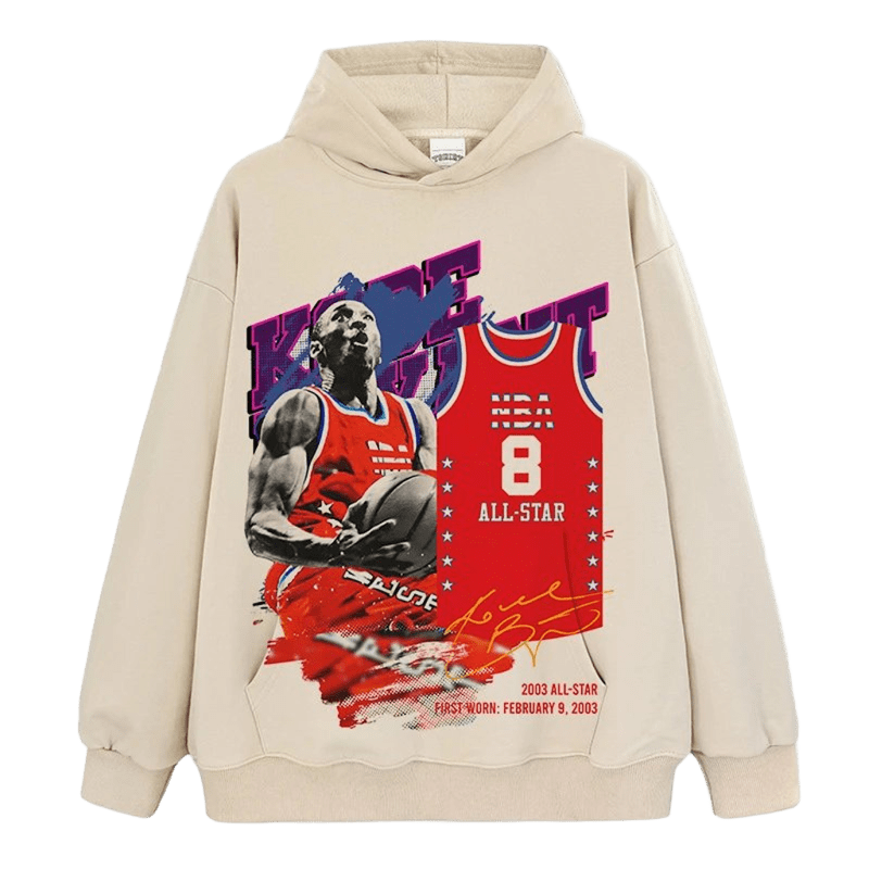 Kobe 8 Hoodie Beige Cotton Unisex Streetwear Hooded Sweatshirt
