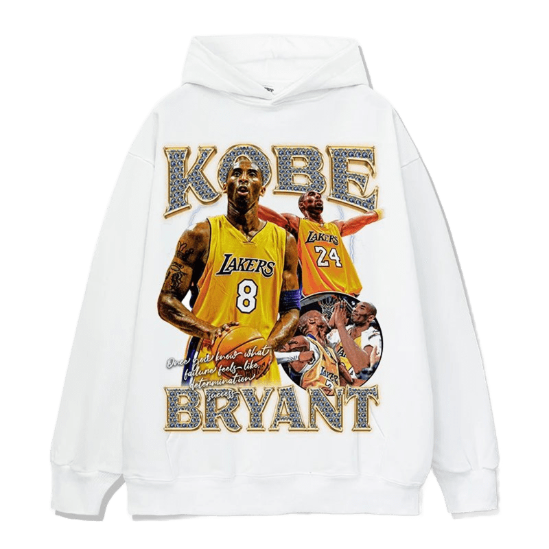 Kobe Lakers Hoodie: White Unisex Cotton Street Basketball Sweatshirt