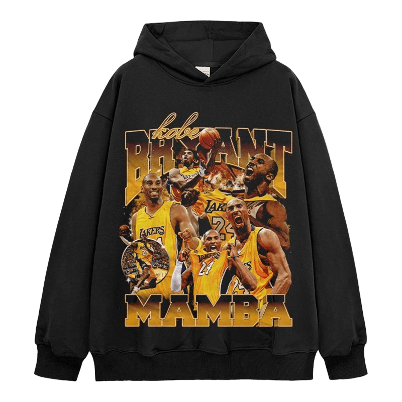 Kobe Tribute Black Hoodie, Cotton, Lakers 24, Street Style