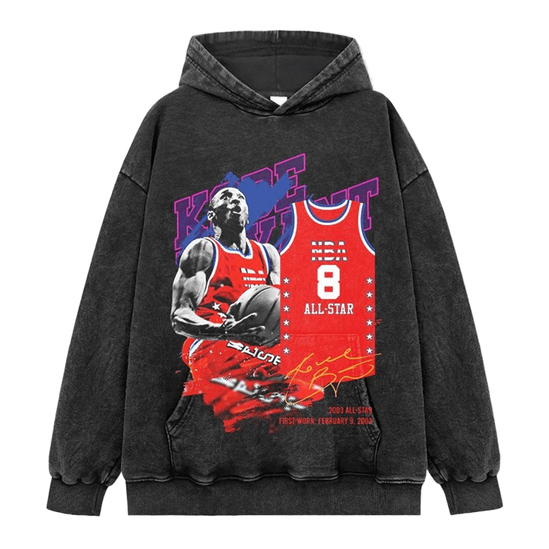Kobe Vintage Washed Cotton Hoodie NBA All-Star #8